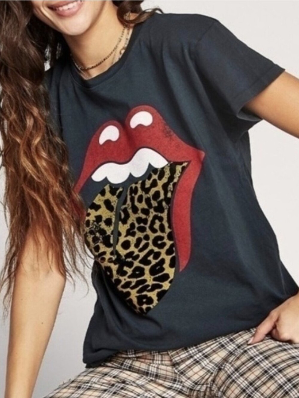 NWT Free People Daydreamer Rolling Stones Leopard Tongue Tour Graphic Tee M